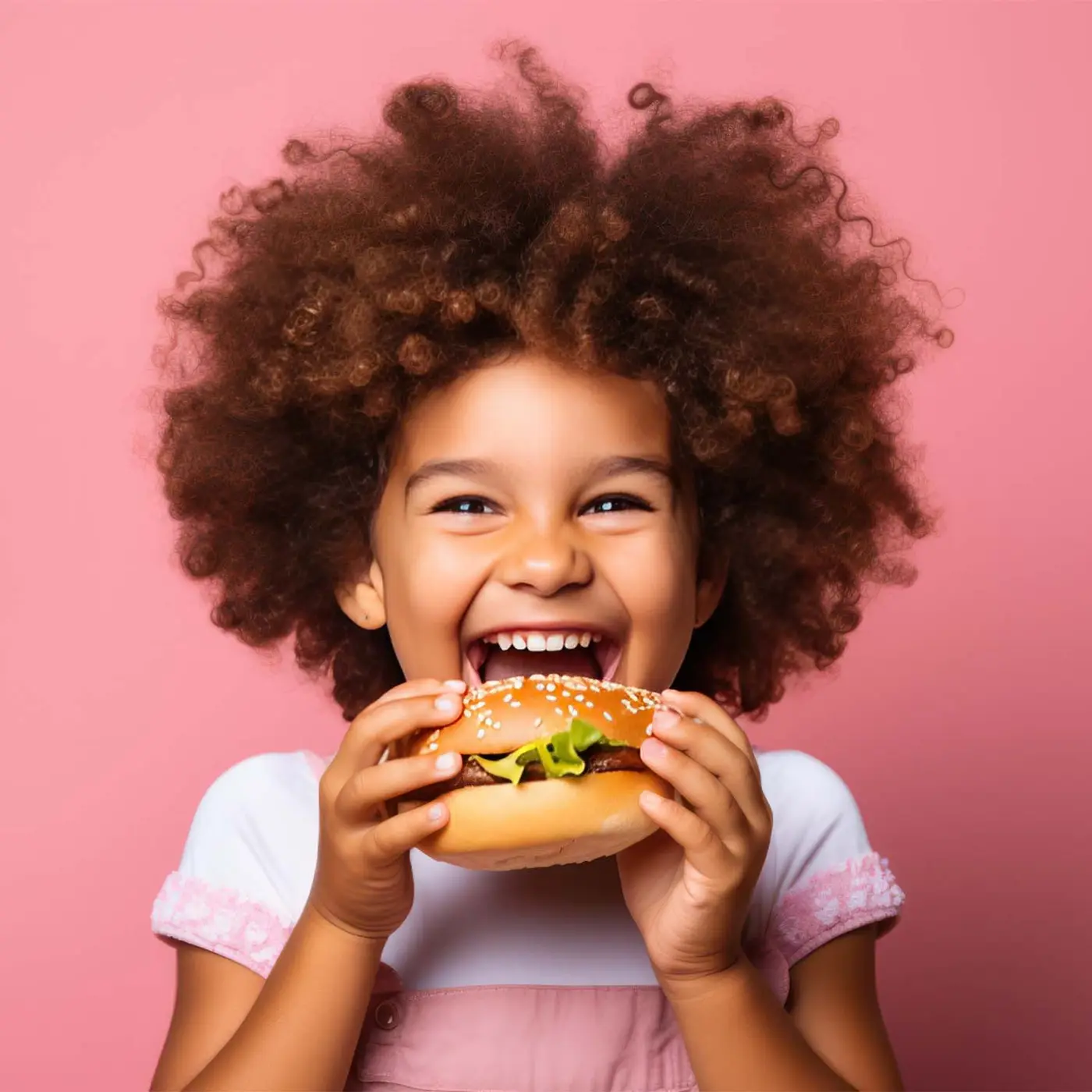 Young Girl Eating A Burger - 4 Locos Argentinian Restaurant Purley